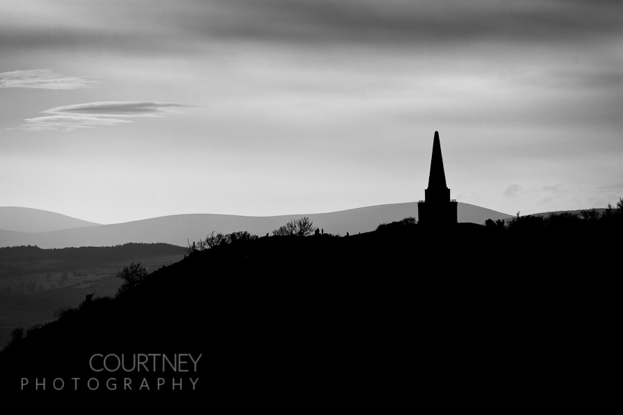 Silhouette of Killiney Hill and Obelisk taken from Dalkey Hill