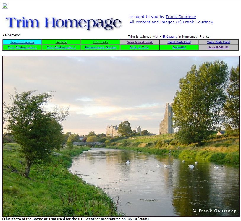Screenshot of the old Trim Website homepage